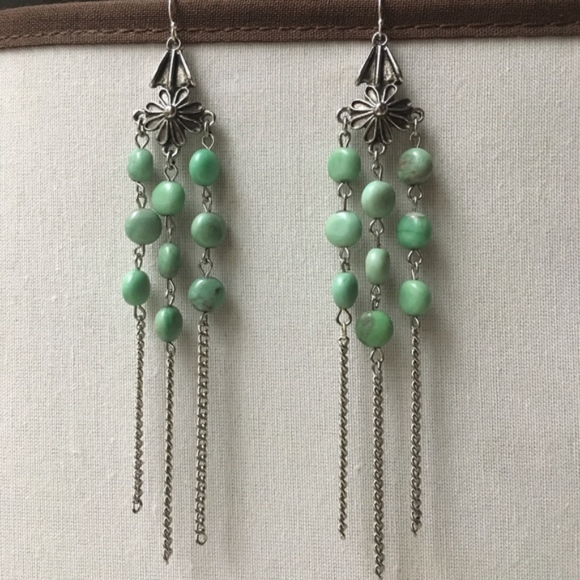 Vintage Jewelry - Vintage Statement stone  earrings 925 french hooks